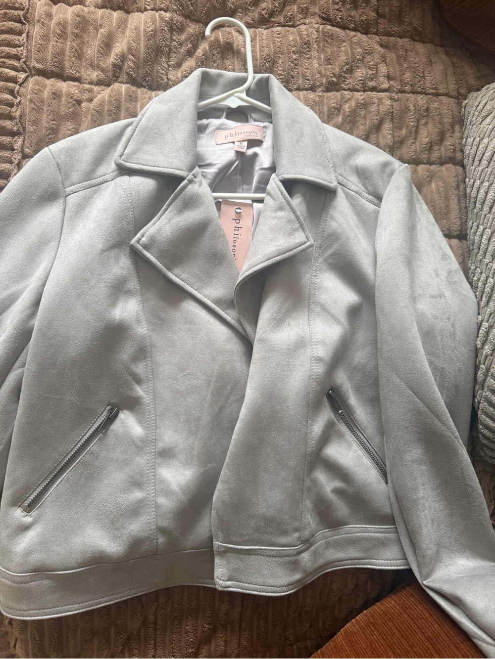 Philosophy Light Gray Suede Moto Jacket - Women's NWT